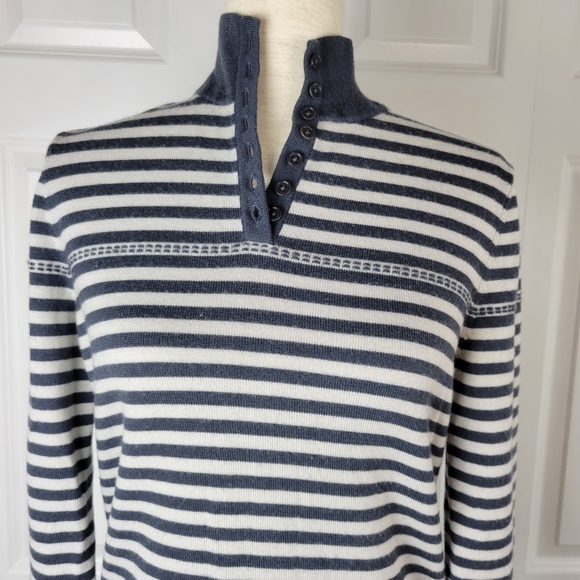 Toad & Co Horny Toad Fine Merino Wool Striped Sweater SZ M - Picture 4 of 16
